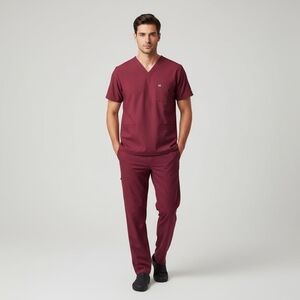 WonderWink Wine Modern Fit Scrub Top Size Small